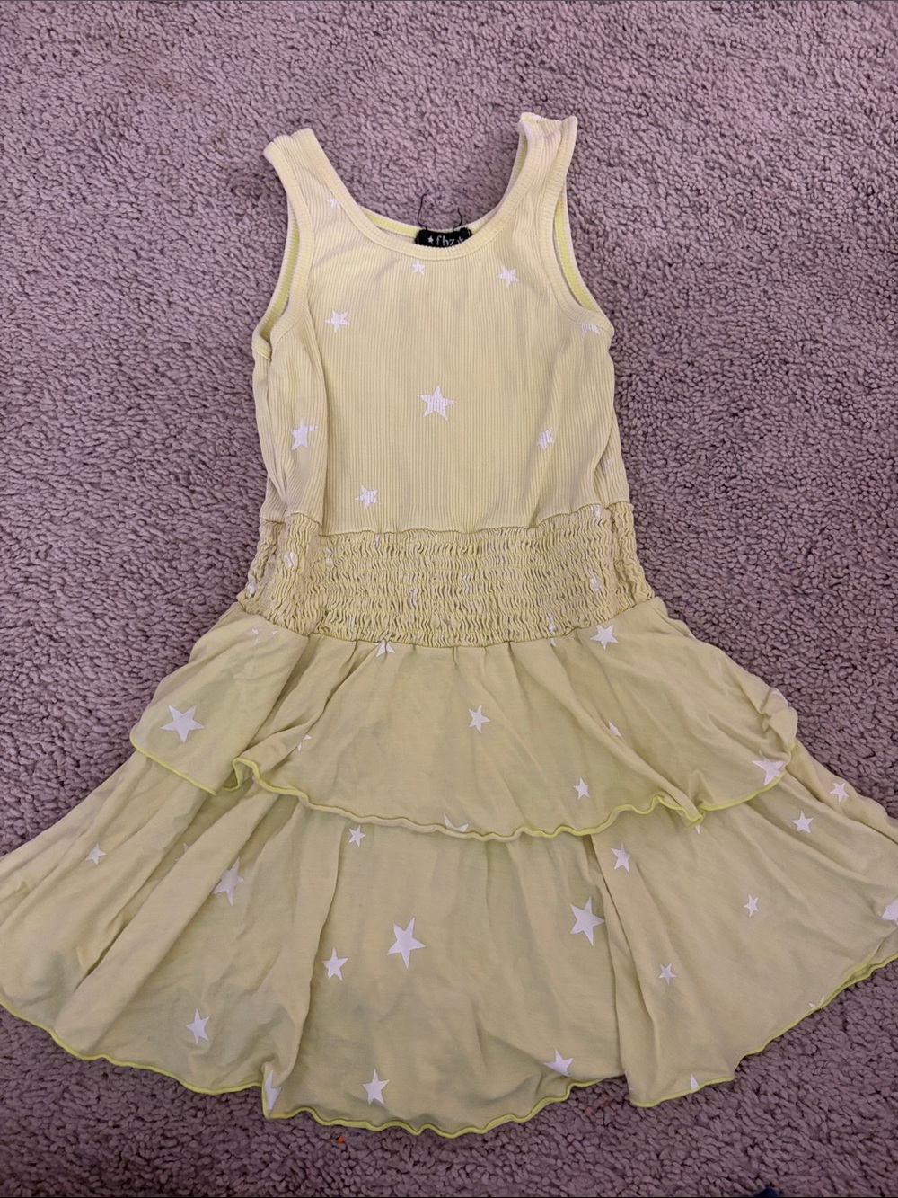 FBZ girls Yellow Star Print Tiered Girls' Dress